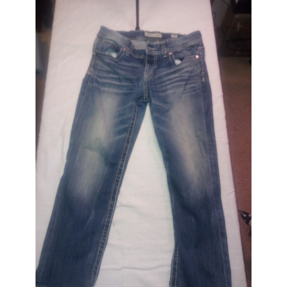 Bke Denim Payton 29x24 Capris Medium Wash‎ Cotton Blend Distressed Pockets